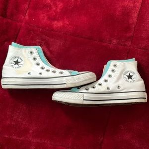 Purple and blue double tongue all star converse